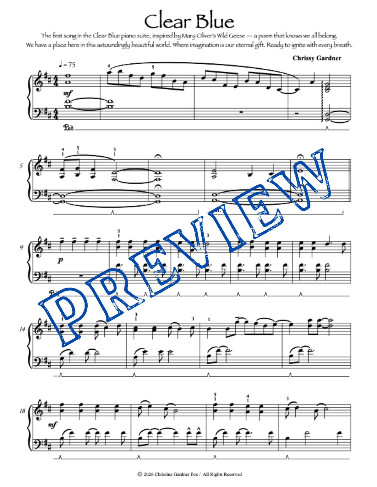 Clear Blue - Sheet Music
