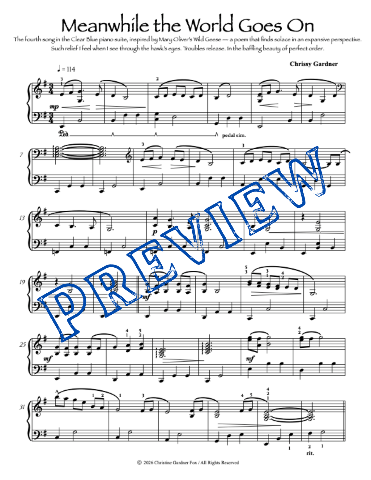 Meanwhile the World Goes On - Sheet Music