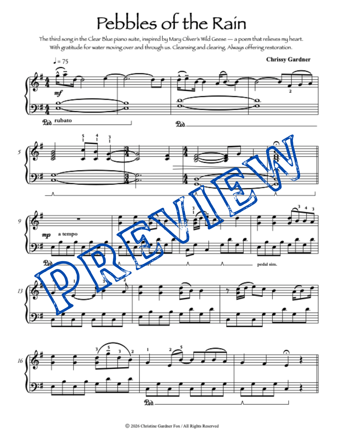 Pebbles of the Rain - Sheet Music
