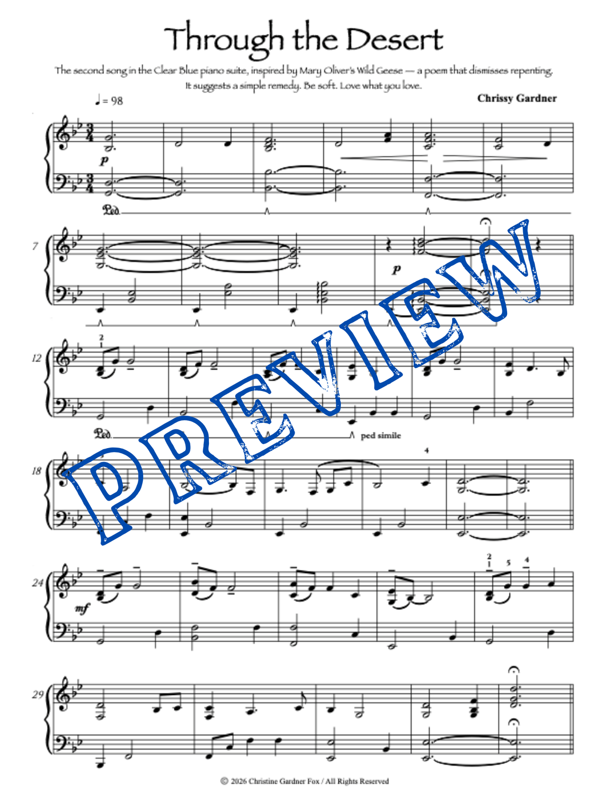 Through the Desert - Sheet Music